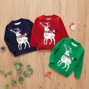 Children's Sweater Fawn Patroon Crewneck Fall and Winter Pullover Sweater