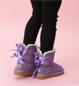 Sweet Bow Boots Lederen Kid voor kinderen Snow Boots Solid Winter Girls Shoes Boot 777