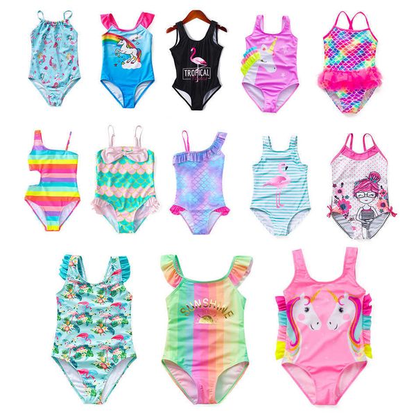 Maillots de bain pour enfants Une robe de plage une pièce pour les jeunes filles de 2 à 14 ans avec un tout nouveau maillot de bain pour enfants imprimé petite sirène tendance 2022 P230602