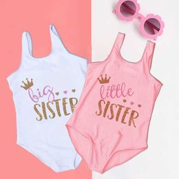 Children's Swimwear Big/Little Sister Matching Baby Girl Swimwear One Piece Swimsuit voor 2-7 jaar kind Bikini Swimsuits Kids Beachwear P230509