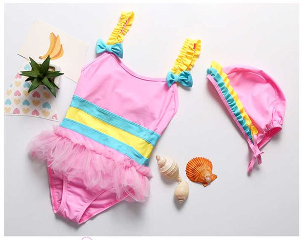 Ventes finales de maillots de bain pour enfants !! Maillot de bain une pièce femme avec chapeau maillot de bain enfant P230602