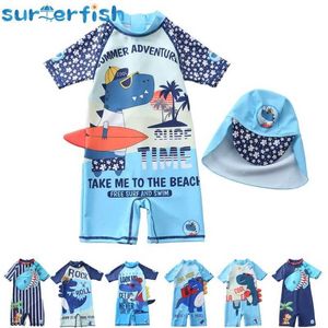 Maillots de bain pour enfants Shorty combinaison nouveau 2023 dinosaure natation garçons bébé maillot de bain combinaison de plongée pour enfants crème solaire surf combinaison humide P230509