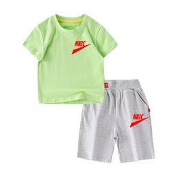 T-shirt à manches courtes pour enfants, ensemble deux pièces adapté aux garçons et aux filles, imprimé numérique, sport décontracté, haut