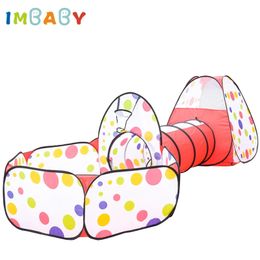 Tente pour enfants pliable bébé 3In1 aire de jeux parc pour enfants balles intérieures piscine sèche avec jeux de tunnel en Polyester Kid 240123