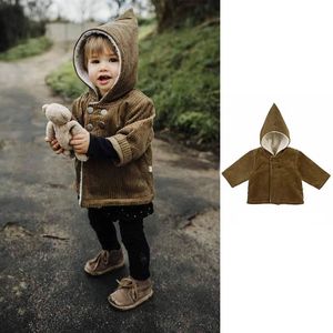 Vintage Warm Outerwear voor kinderen plus kasjmier herfst en winterkap corduroy jas