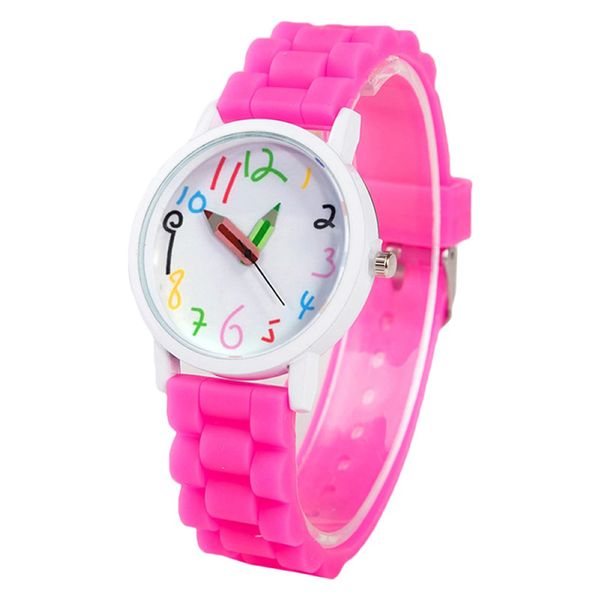 Montre-bracelet de mode pour enfants avec quartz pointeur crayon pour cadeaux garçons et filles