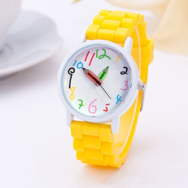 Montres-bracelets de mode pour enfants avec quartz pointeur crayon pour montre-bracelet garçons et filles