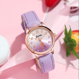 Kinderhorloges Casual Kinderen Leuke Kat Horloge Eenvoudig Meisjes Polshorloge Gradiënt Kleur Leer Quartz Kids Klok Gift Kinderen Horloges 230606