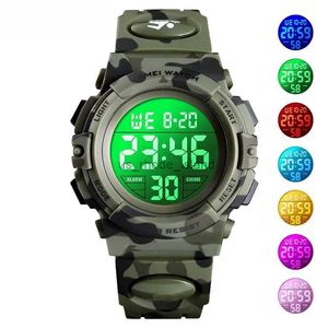 Kinderhorloges Kinderen Camouflage Watch Sport Kids Rubber Riem waterdichte LED Digital Watch voor kind Student Girl Boy Polshorwatch Clock