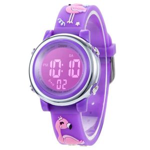 Montres pour enfants Montres sportives numériques pour les filles pour garçons étanche Timer LED avec 7 couleurs Backlight 3D Cartoon Silicone Band Child Wristwatch Y240527