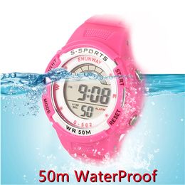 Montres pour enfants Natation enfants montre mouvement numérique bouton électronique travail sous l'eau étanche 50M coloré Sport enfants horloge 502 230220