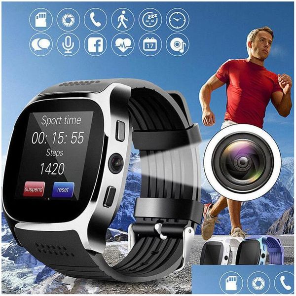 Montres pour enfants T8 Bluetooth montre intelligente avec caméra téléphone compagnon carte Sim podomètre vie étanche pour Android Ios Smartwatch Dro Dhfvt