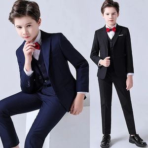 Robe de mariée pour enfants, Costume de photographie à fleurs pour garçons, Costume de spectacle de fête pour enfants et adolescents, Blazer, gilet, pantalon, tenues