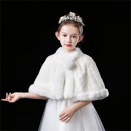 Kinderen Witte Sjaal 2024 Nieuwe Herfst Winter Nepbont Mantel Meisje Jassen Kinderen Modieuze Bovenkleding
