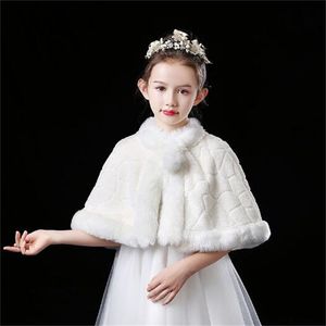 Witte sjaal voor kinderen 2024 Nieuwe herfst winter faux bont mantelmeisjes jassen kinderen modieuze bovenkleding
