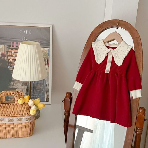 Robe de princesse en tricot pour enfants et femmes, pull-over en perles, élégant, à la mode, nouvelle collection automne et hiver