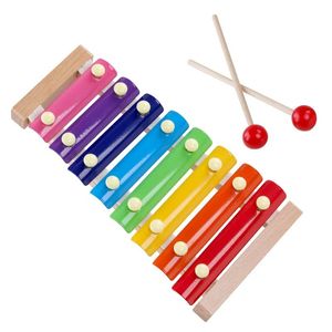 Kinderen houten acht-tone handkloppende piano vroeg onderwijs baby muziekinstrument speelgoed 1-3 jaar oud kloppend instrument Drums Percussie