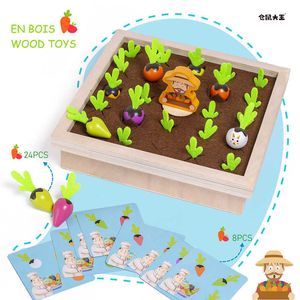 Kinderen houten speelgoedverlichting Verlichting Early Education Educational Interest Vegetable Memory Schaakspel Game Farm Pull Radish Board Game