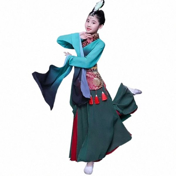 Traje de baile Yangko para niños Fan Dance Dr Kids Paraguas moderno Espectáculos de baile Desgaste Ropa Hanfu Yangko Dance n4Bs #