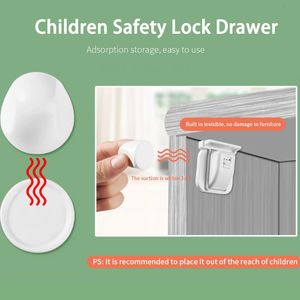 Enfants Sécurité Lock Tiroir Porte d'armoire de toilette Lockets Multifinection Magnétique Invisible côté 231227