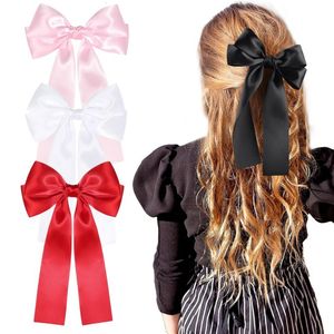 Kinderen Satin Ribbon Bows Hair Clips Sweet Girls Double Bow Princess Barrettes Boutique Kids Birthday Party Haarspelden Accessoires Z7876