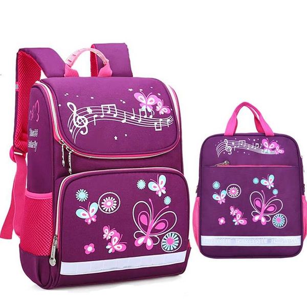 Enfants sacs d'école ensemble pour filles garçons sac à dos orthopédique dessin animé papillon sac de voiture enfants cartable sac à dos Mochila 211021