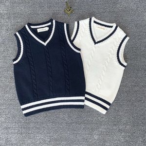 Enfants École uniforme fille en laine tricotée gilet collégial camisole camisole petit garçon pull l2405