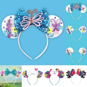 Cerceau de cheveux à paillettes pour enfants, accessoires de Cosplay, boucle de tête, bandeau papillon, nœud floral, bandeau décoratif 9zz H1