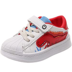 Kinderen Shell-Teen Sneakers 2021 Nieuwe Cartoon Dinosaurus Casual Schoenen voor Jongens en Meisjes Baby Herfst Lente Low-Top Sportschoenen G1025