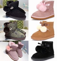 Chaussures enfants Australie Bottes Enfants botte d'hiver classique Toddler Mini Hairball uggi Snow Boot Warm Sneaker garçons filles designer Baskets bébé enfant jeunesse K6SJ #