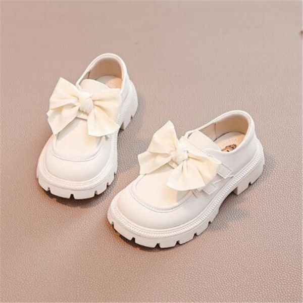 Chaussures en cuir pour enfants, espadrilles décontractées, respirantes, mocassins à la mode avec nœud papillon pour filles, printemps-automne