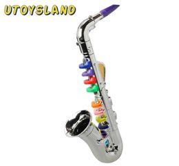 Enfants Simulation 8 tons Saxophone trompette début éducatif jouet musical enfants jouets accessoires de fête pour anniversaire argent doré C011562172