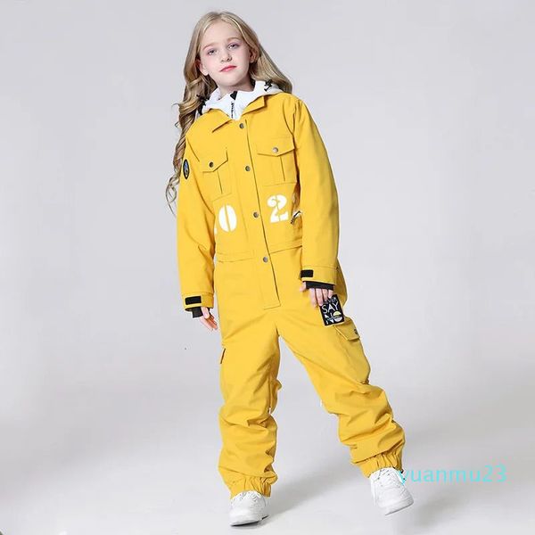 Combinaison de Ski pour enfants, combinaison de snowboard pour filles et garçons, ensemble de Ski épais et chaud pour enfants, vêtements d'hiver à capuche, coupe-vent imperméable