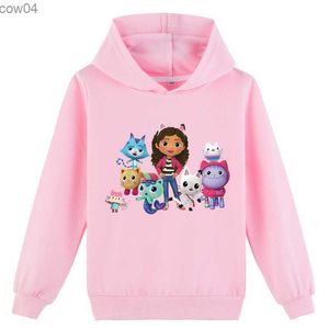 Kinderen Lente Herfst Gabbys Poppenhuis Hoodie Kids Lange Mouwen Jassen Jongens Cartoon Gabbys Katten Sweatshirt Meisjes Casual Kleding L230625