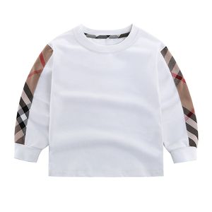 Enfants printemps automne à manches longues T-Shirts enfants couverture en coton Style britannique T-shirt pull vêtements BH52