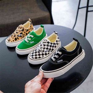 Children Spring Low-top Canvas Shoes Baby Kindergarten One-step Soft Shoes Girls and Boys Fashion Leopard Print Sneakers G220527