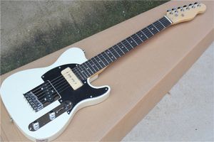 Guitare électrique blanche au lait de style enfant avec touche en palissandre, 2 micros, peut être personnalisée à la demande