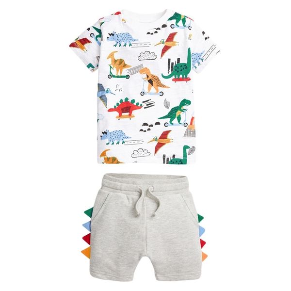 Enfants Été Bébé Garçon Boutique Vêtements Toddler Dinosaur Design Tops Coton Anniversaire Vêtements Ensemble pour Enfants 2 3 4 5 6 7 Ans 220507