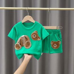 Vêtements d'été décontractés pour enfants, T-shirt et pantalon court pour bébés garçons et filles, 2 pièces/ensembles, manteau pour enfants de 1 2 3 4 5 ans