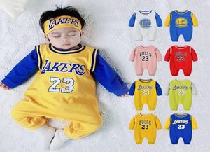 Kinderen zomer comfortabele basketbal voetbal jumpsuits rompertjes bodysuit puur katoen jongens pasgeboren baby babykleertjes kind jum5211465