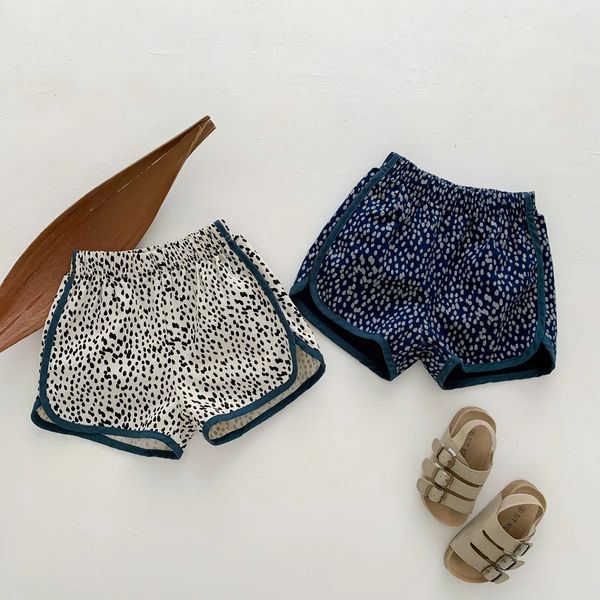 Enfants été Shorts bébé vêtements mode fille enfant imprimé léopard court jambe large pantalon garçon enfant coton décontracté pantalon de plage 240306