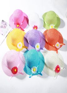 Chapeau de soleil pour enfants, visière pour bébé fille, ruban floral, chapeau de paille, chapeaux de plage d'été pour enfants, chapeaux de soleil à fleurs 7795240