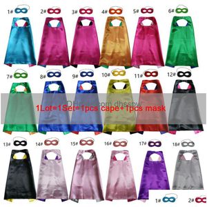 Capes et masques de super-héros pour enfants, ensemble de Costumes de fête double couleur pour garçons et filles, robe fantaisie de Cosplay, livraison directe