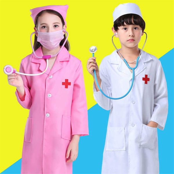 Niños Uniforme Quirúrgico Cosplay Ropa Juguete Halloween Niños Hospital Cruz Veterinaria Niña Niño Carnaval Fiesta de lujo Desgaste Q0910