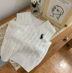 Pull sans manches à aiguille épaisse pour enfants, pull à col en v, haut tricoté, coupe de fil, pour garçons