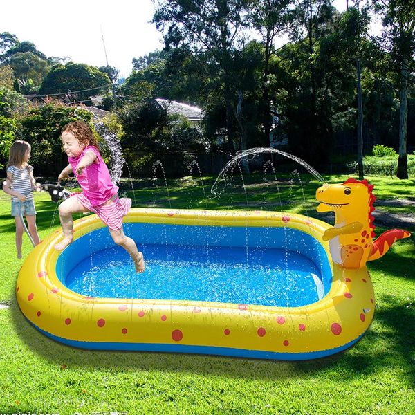 Niños Natación de piscina Inflable Inflable Spray plegable Plegador de rociadores de dinosaurio al aire libre Bañera de bebé para niños 240416