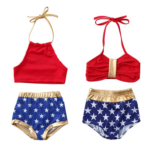 Maillots de bain pour enfants Bébé filles Sling haut + drapeau américain imprimé Shorts 2pcs / ensemble 2020 été fille Bikini deux pièces enfants maillot de bain M1842
