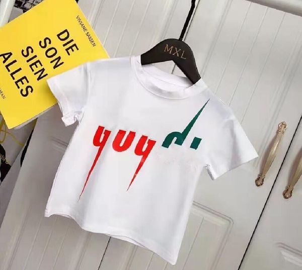 Enfants T-shirts D'été À Manches Courtes Chemise Bébé Filles Garçons Mélange Couleur Lettre Motif Bottoming Blouses Enfants Vêtements Tops Tees Plus La Taille 100-150cm