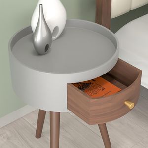 Kindertafels Neoklassiek Minimalisme Kleine Slaapkamer Nachtkastje Rond Tra-Narrow Grijs Italiaans Tweepersoonsbed Met Der Drop Levering Ot6Z3