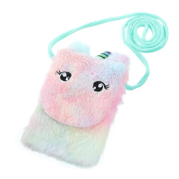 Juguete para niños Dibujos animados Arco iris Peluche Bolsa de hombro Regalo Teléfono Monedero Monedero Educativo Gadget para niños Messenger Crossbody Organizador 5316 Q2